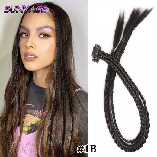Peruca sintética tranças com clipe trança de boxe dreadlocks clipe na extensão do cabelo tranças sujas boxer trança resistente ao calor postiços