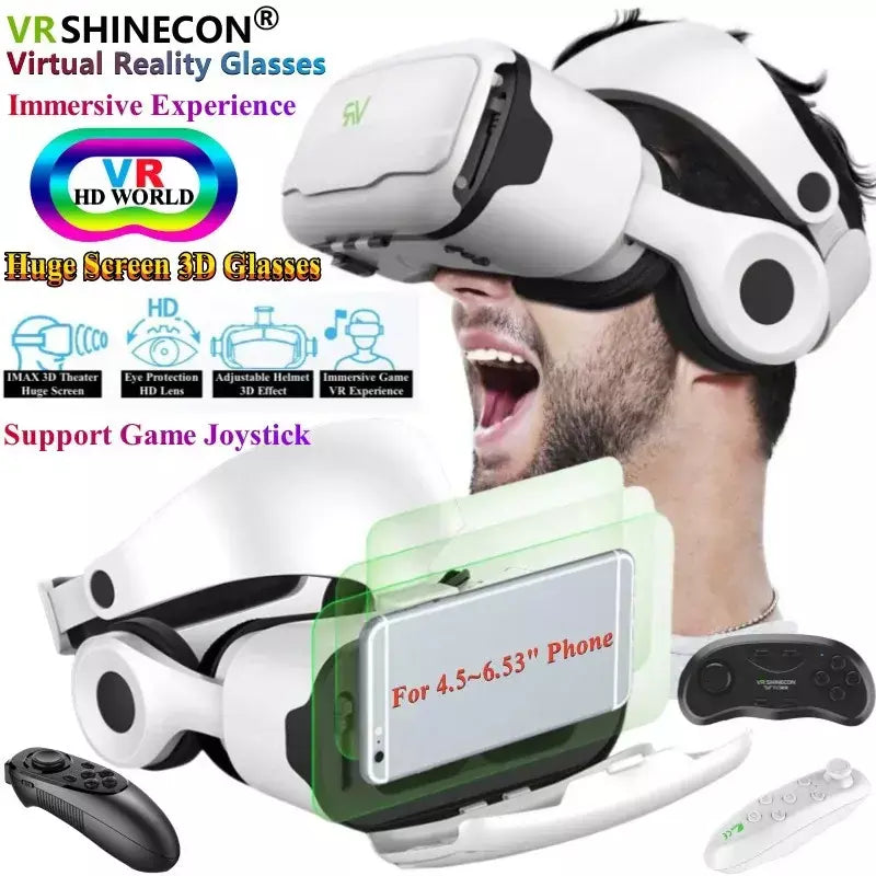 G02ef óculos de realidade virtual vr imax hd 3d óculos google caixa de papelão estéreo vr fone de ouvido para ios android telefone, suporte gamepad