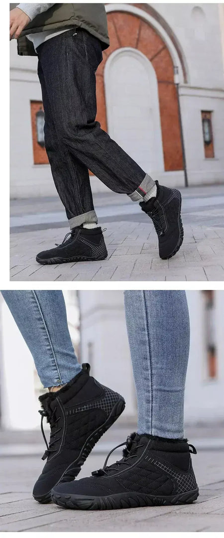 2024 novas botas de inverno para homens neve descalço mulheres ao ar livre antiderrapante pele quente tênis casuais plus size botas de tornozelo sapatos de caminhada