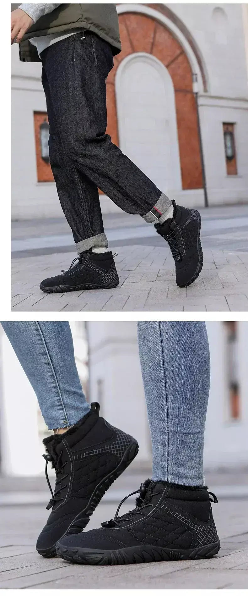 2024 novas botas de inverno para homens neve descalço mulheres ao ar livre antiderrapante pele quente tênis casuais plus size botas de tornozelo sapatos de caminhada