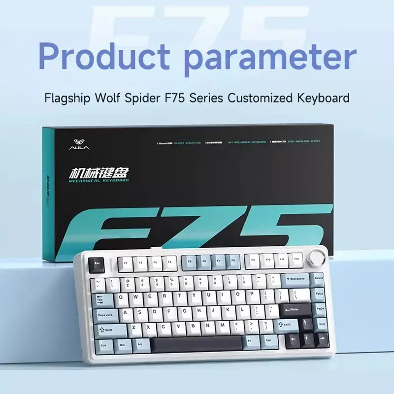 AULA F75 2.4G Teclado mecânico para jogos sem fio/Bluetooth/com fio RGB personalizado 75% layout OEM estrutura de junta de perfil