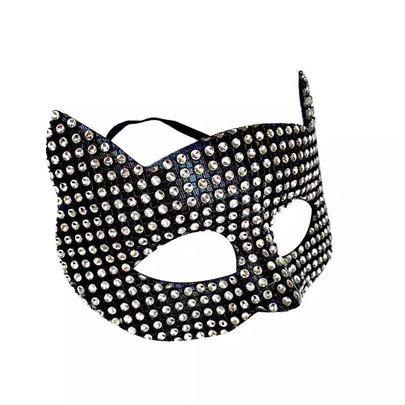 Máscaras de orelha de gato brilhantes cosplay festa de halloween acessórios de fantasia luvas longas sexy bling gatinho metade máscaras