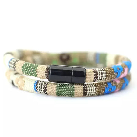 Novo em homens bohemia corda pulseira atrair magentic braclet aventura sobrevivência braslet pulseras hilo hombre praia surf brazalete