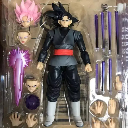 Novo 14cm anime dragon ball preto goku zamasu figura de ação super saiyan filme versão dbz modelo com vários acessórios brinquedos