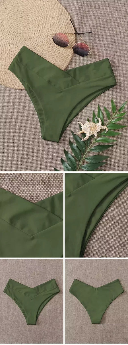 Tanga brasileira de biquíni para mulheres, semi-banho, roupa de praia sexy V cheeky, banho preto para senhoras, natação