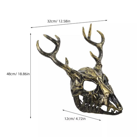 Máscara de antler halloween cosplay máscara animal máscara realista com chifres para festa de máscaras confortável veado traje máscara prop