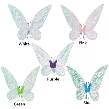 Trajes de halloween para meninas asas de fada borboleta para cosplay trajes brilho fada princesa asas festa favor acessórios
