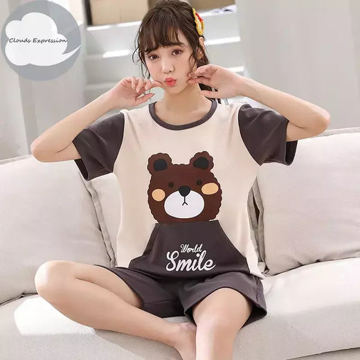 Desenhos animados pato impressão pijama conjuntos para jovens amantes, pijamas de algodão, ternos curtos para casais, moda homewear, verão, 4XL