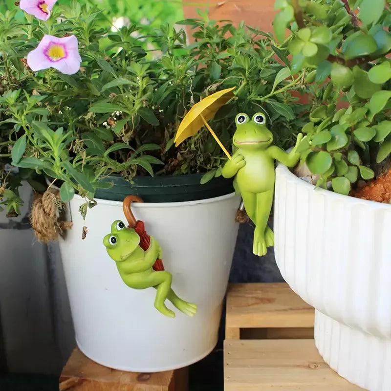 Estatuetas de sapo em miniatura, decoração de plantador, acessórios de vaso de flores fofos, estátua de sapo de resina, jardim de fadas, decorações de plantas estéticas