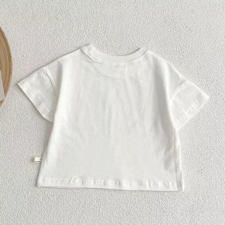 Verão bebê meninos meninas camiseta da criança cor sólida roupas superiores estilo coreano infantil do bebê meninos meninas manga curta camiseta roupas