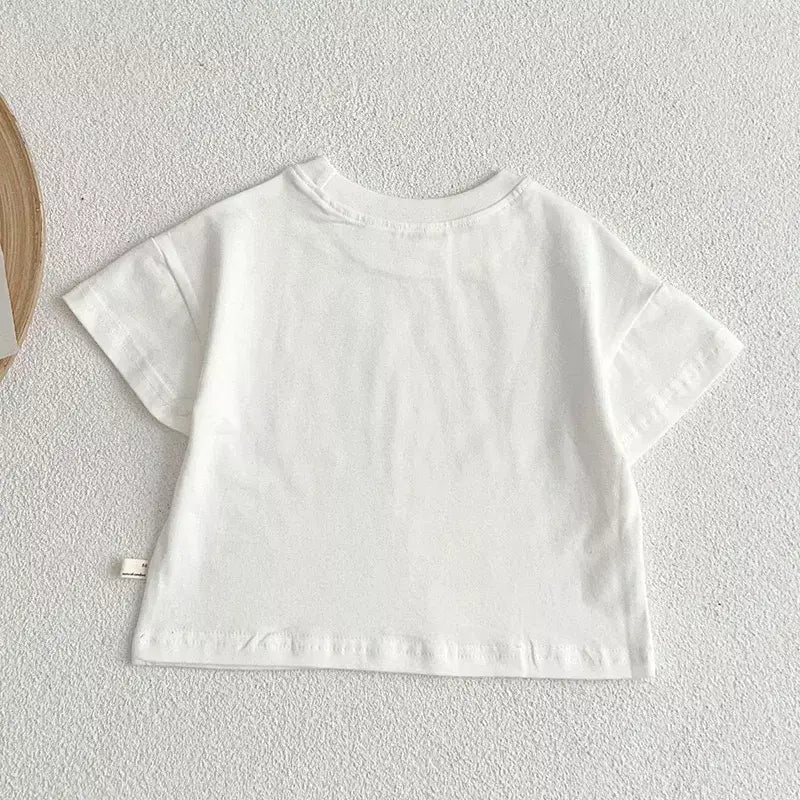 Verão bebê meninos meninas camiseta da criança cor sólida roupas superiores estilo coreano infantil do bebê meninos meninas manga curta camiseta roupas