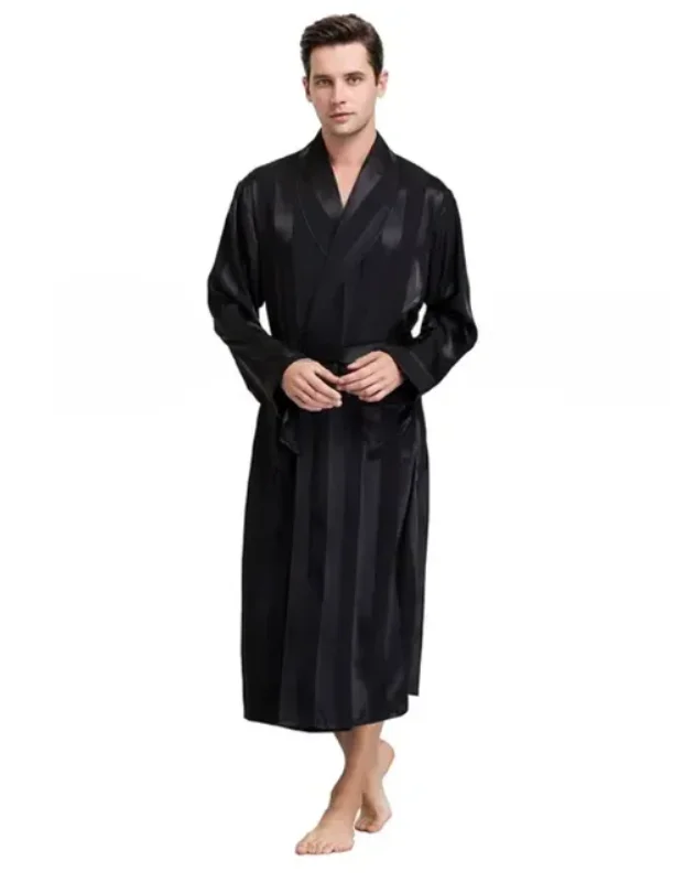 Kimono de cetim dourado roupão de banho masculino, roupão de seda, vestido longo, camisola geométrica do lounge, roupa de dormir plus size XL, 4XL, 5XL