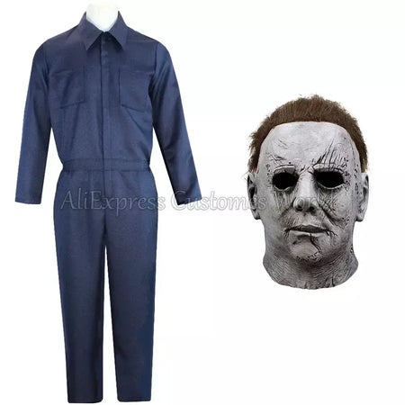 Michael bloody assassino outfits myers cosplay traje anime halloween para adultos das mulheres dos homens cos macacão máscara de terror traje de festa