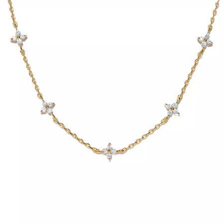 Novo aço inoxidável zircão colares para mulheres 18k banhado a ouro quatro folhas grama colar corrente colar de luxo jóias presente