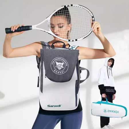Mochila de remo de tênis dobrável para homens Squash Badminton Racket Bag Bolsa de transporte de raquetebol Sacos esportivos de grande capacidade