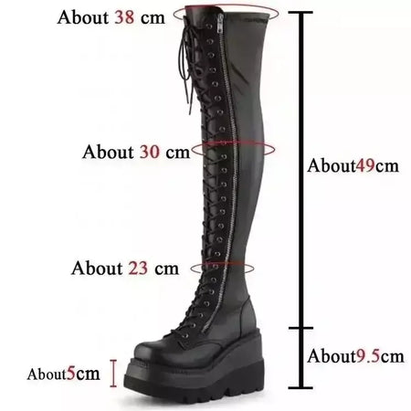 Cunhas botas longas para mulheres outono inverno sobre o joelho botas cosplay plataforma alta botas femininas novo salto alto gótico botas altas