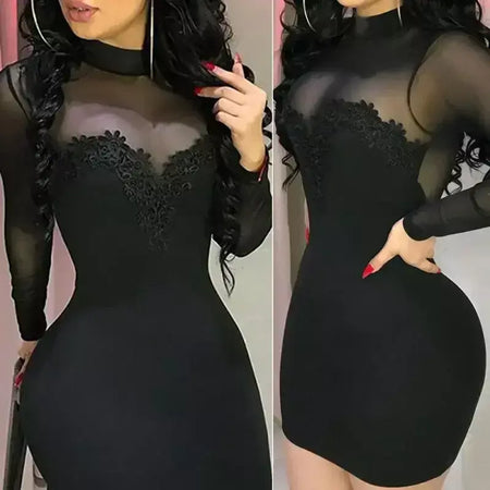Mulheres elegante mini vestido de chiffon sexy transparente sem alças festa bandagem bodycon mini vestidos femininos preto roupas