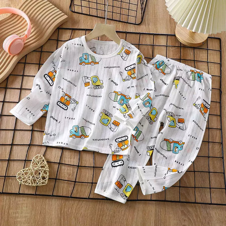 Conjunto de pijamas de manga comprida infantil, Seção fina, Roupa de bebê, Roupa doméstica, Meninos, Meninas, Crianças, Verão, Novo, 2022