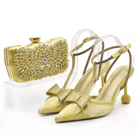 Sapato italiano e saco conjunto para mulheres, sapatos nigerianos, bolsa de correspondência para festa de casamento real, sapatos de luxo, moda mais recente