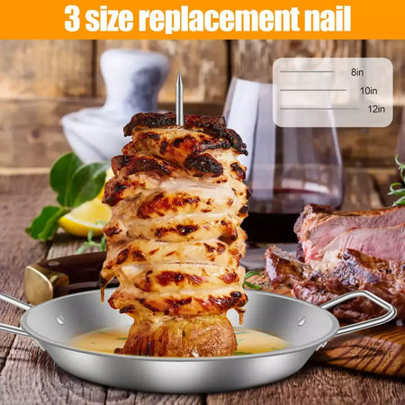 Espeto de carne vertical de aço inoxidável para churrasco grelha de espeto vertical com 3 pontas de reposição para churrasco espeto vertical grelha rack