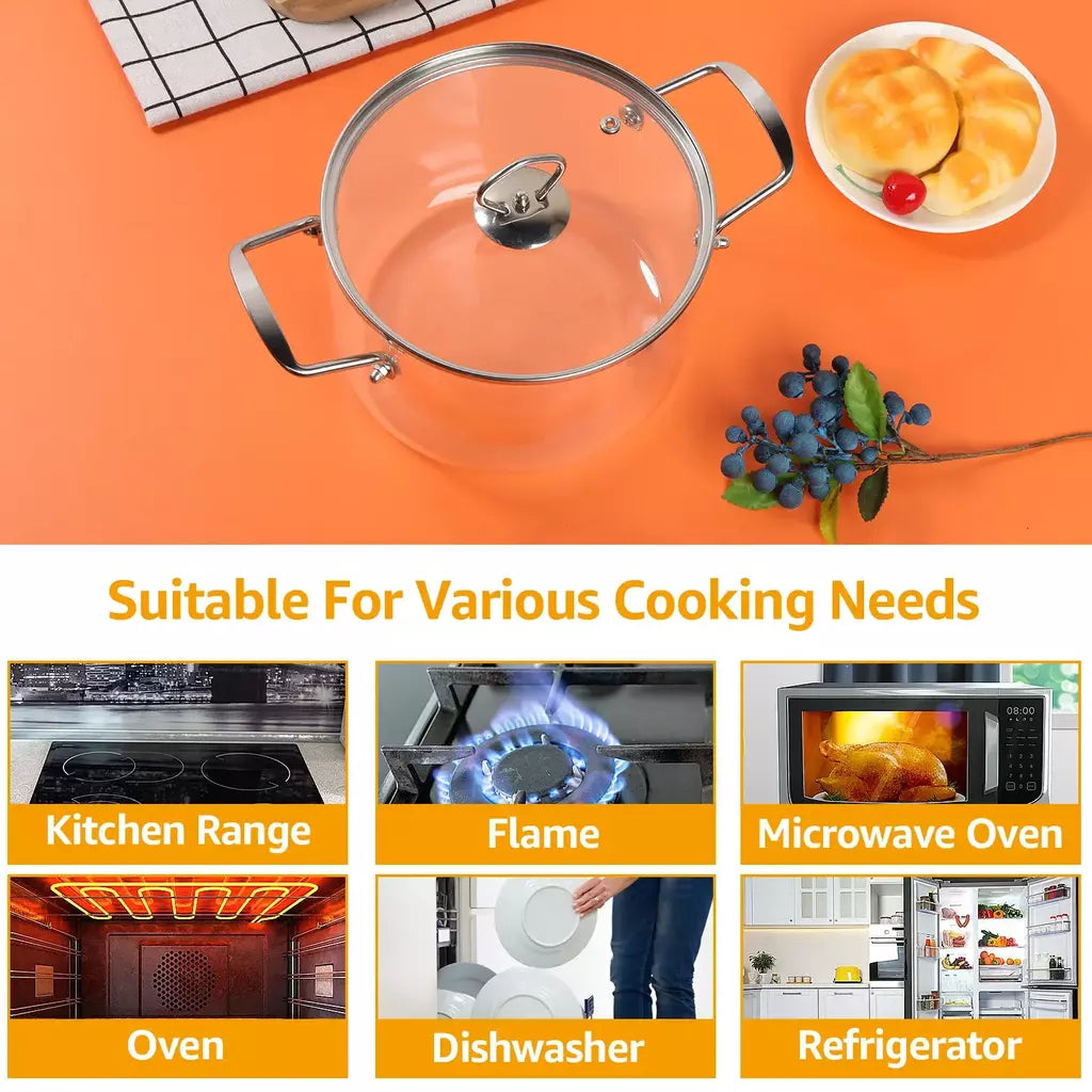 Panela de vidro 2,5l/3,5l com tampa para fogão panela transparente de alto borosilicato para cozinhar chá, sopa, ferramentas de cozinha