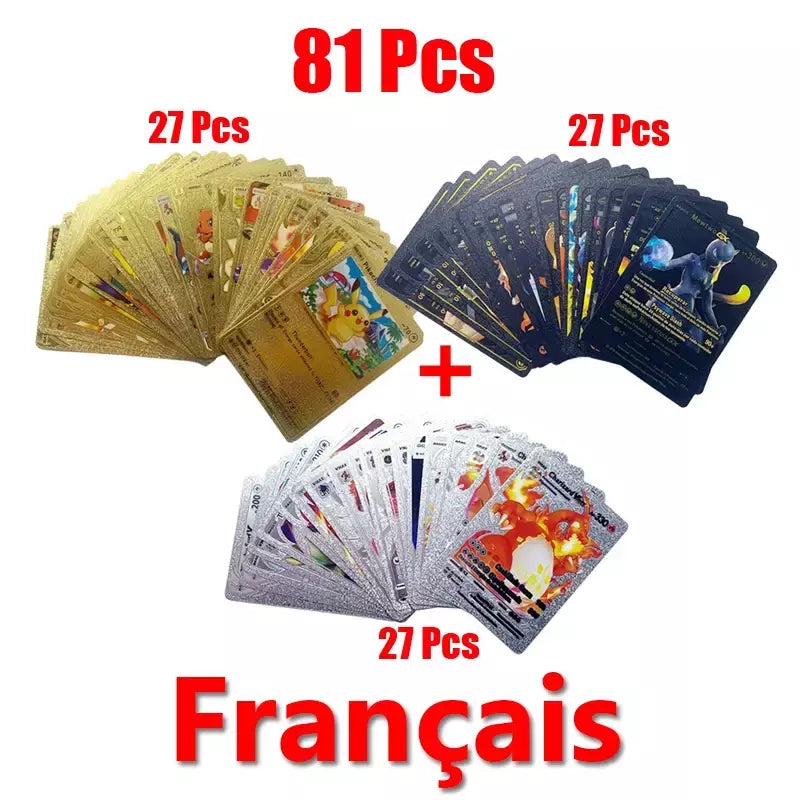 Pokemon arco-íris cartões ouro prata vmax gx cartão coleção batalha trainer cartão espanhol inglês francês criança brinquedos presentes de natal