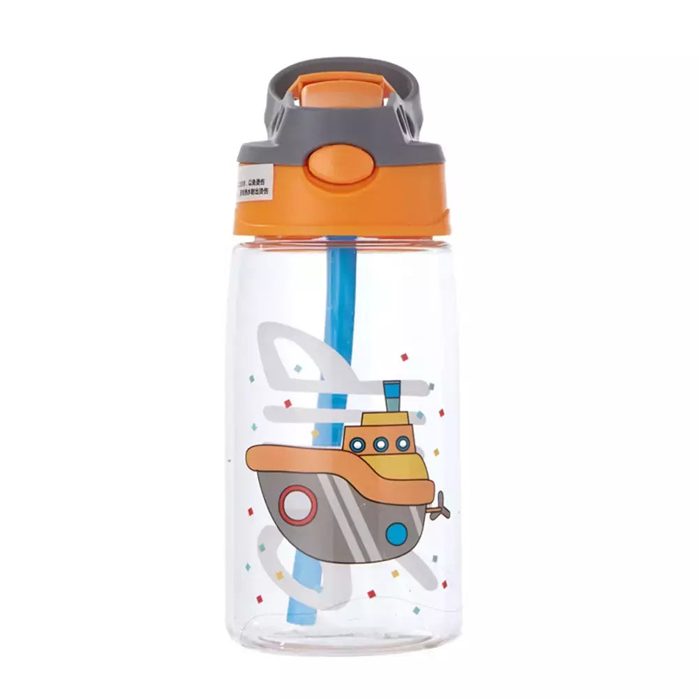Bebê criativo dos desenhos animados alimentando copos com canudos, garrafas de água infantis, copos portáteis ao ar livre, à prova de vazamento, 480ml