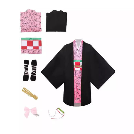 Cosplay traje demônio slayer cosplay tanjiro nezuko cosplay crianças shinobu traje anime dos desenhos animados traje de halloween presentes de natal