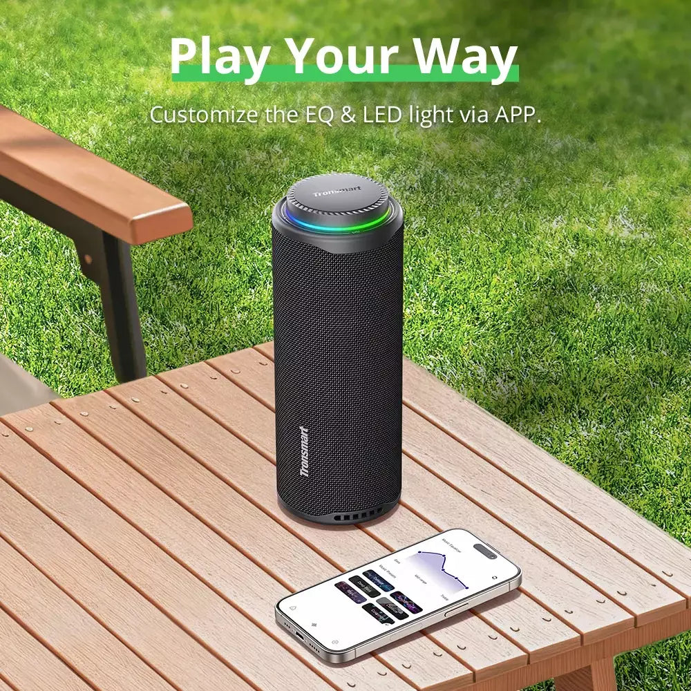 Tronsmart T8 caixa de som bluetooth portátil, Alto-falante Bluetooth 40W Alto-falante portátil externo com graves profundos, SoundPulse, IPX7 à prova d'água, controle de APP, para camping