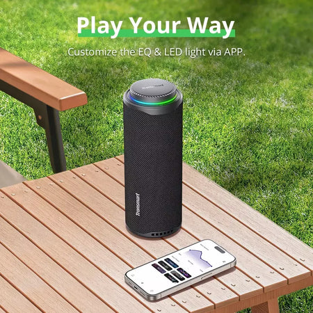 Tronsmart T8 caixa de som bluetooth portátil, Alto-falante Bluetooth 40W Alto-falante portátil externo com graves profundos, SoundPulse, IPX7 à prova d'água, controle de APP, para camping