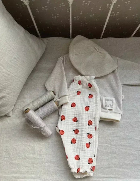 Calças de bebê de algodão orgânico recém-nascidos outono primavera verão inverno bonito impressão macia musselina roupas calças pantalons capris