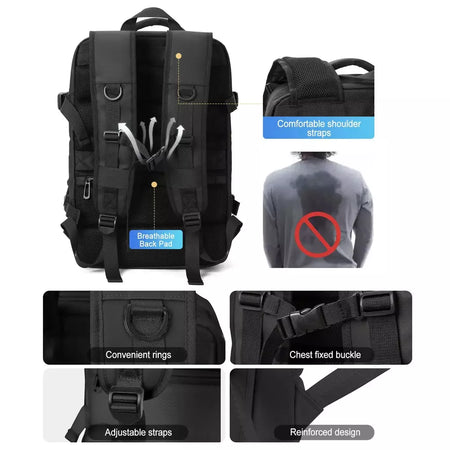 Mochilas expansíveis impermeáveis para homens Likros, grande capacidade, mochila de viagem de negócios, Weekend Laptop Bag, Carry on