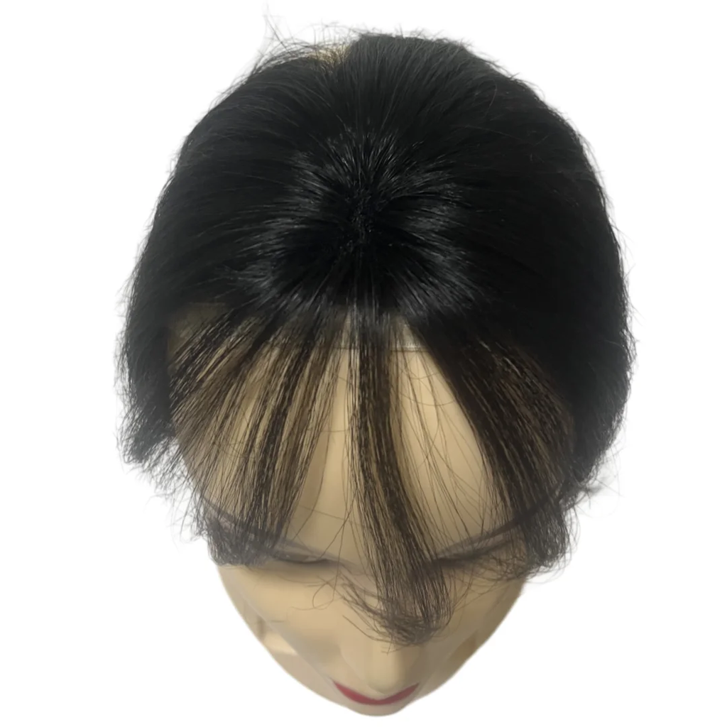 Nenhum clipes de cabelo humano franja francesa gancho e laço pasta mágica toppers para mulheres fácil de usar adesivos de costura remendos de cabelo extensão
