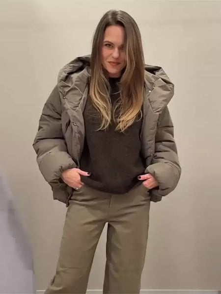 Inverno quente curto puffer jaquetas feminino solto parkas casaco moda com capuz pão jaqueta outwear algodão-acolchoado jaqueta