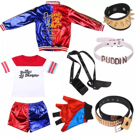Robe Anime pour adultes, Traje pour femmes, perruque Quinn pour filles, camiseta, veste Joker, Fantasia de Halloween,