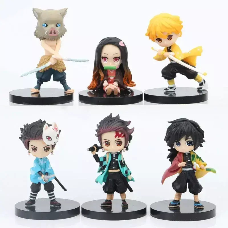 6 pçs/set 6cm Anime Demon Slayer Boneca Brinquedo Q Posket Kimetsu No Yaiba Kamado Tanjirou Kamado Nezuko Agatsuma Figuras de Ação Presentes