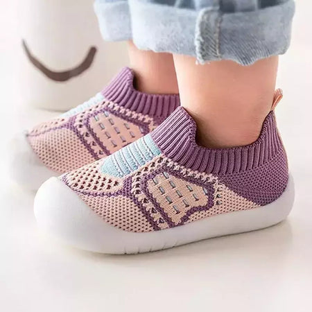 Sapatos de malha respirável para recém-nascido, meias infantis, fundo macio, antiderrapante, menino e menina, 0 a 5 anos, verão