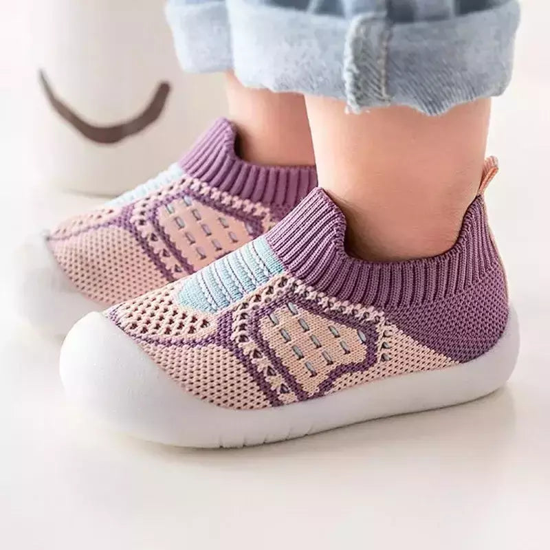 Sapatos de malha respirável para recém-nascido, meias infantis, fundo macio, antiderrapante, menino e menina, 0 a 5 anos, verão