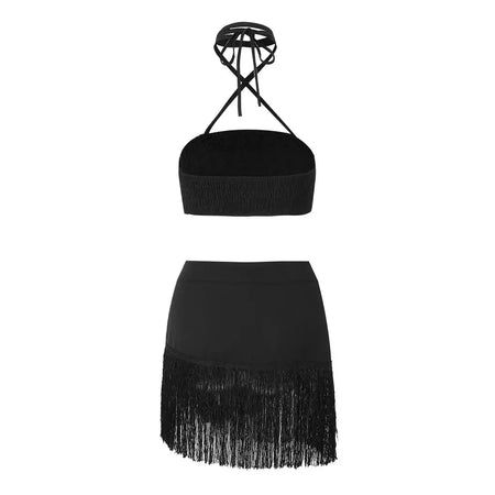 Conjunto sexy de biquíni feminino, sutiã de renda, mini saia, férias de praia, fato de banho feminino casual, 2 peças, verão