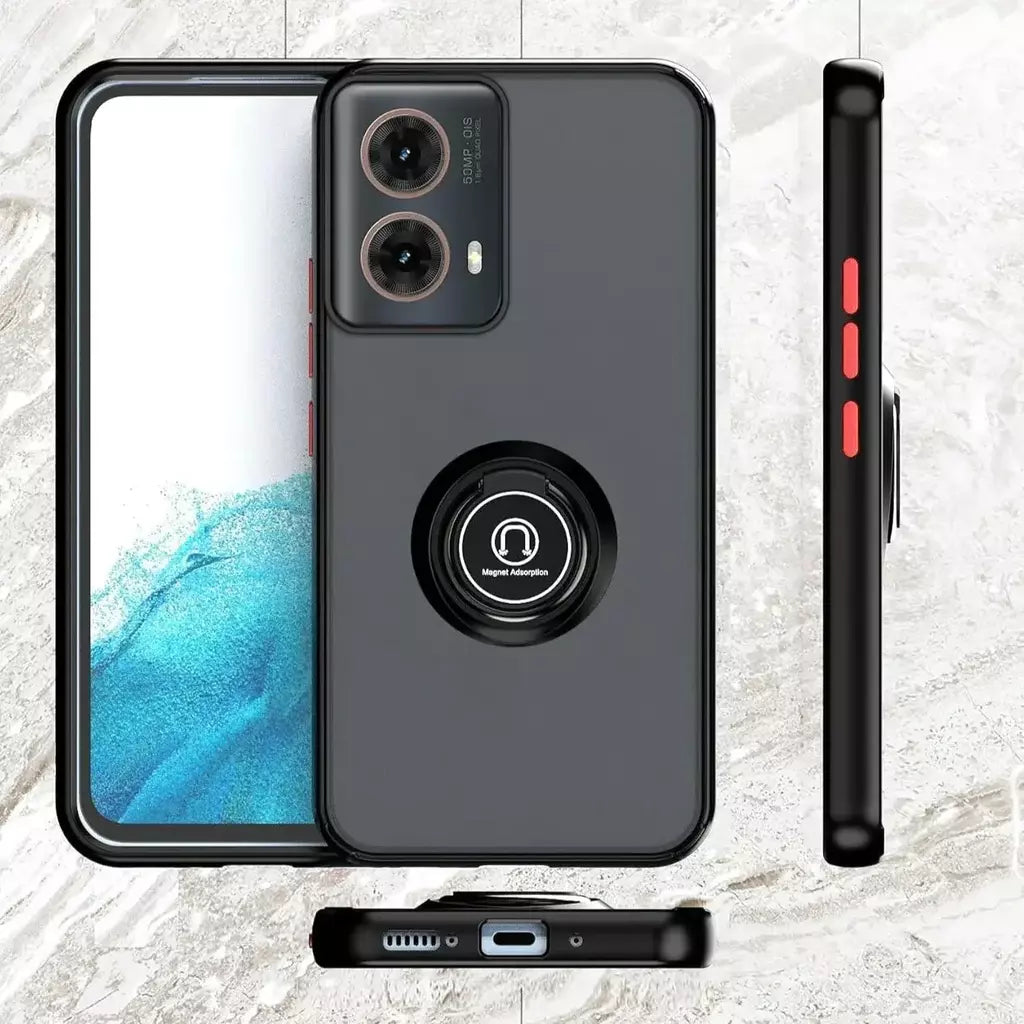 Armadura fosca caso para motorola moto g35 g55 g54 g84 g14 g72 g85 g75 g15 g05 g34 g24 s50 e13 g13 anel titular à prova de choque coque