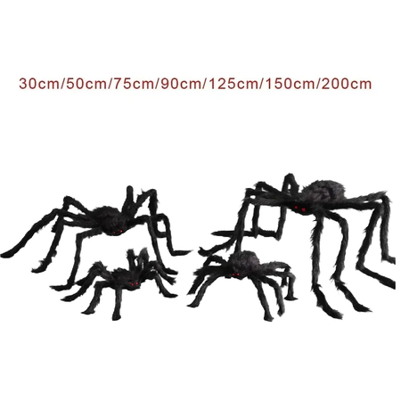 Halloween grande aranha de pelúcia horror decoração de halloween festa prop ao ar livre aranha gigante decoração 30-200cm câmara brincadeira aranha preta
