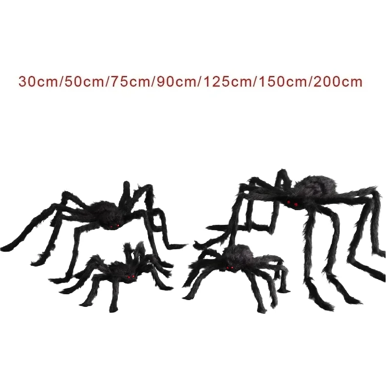Halloween grande aranha de pelúcia horror decoração de halloween festa prop ao ar livre aranha gigante decoração 30-200cm câmara brincadeira aranha preta