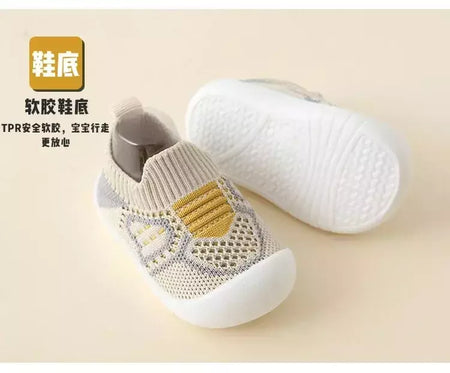 Sapatos de malha respirável para recém-nascido, meias infantis, fundo macio, antiderrapante, menino e menina, 0 a 5 anos, verão