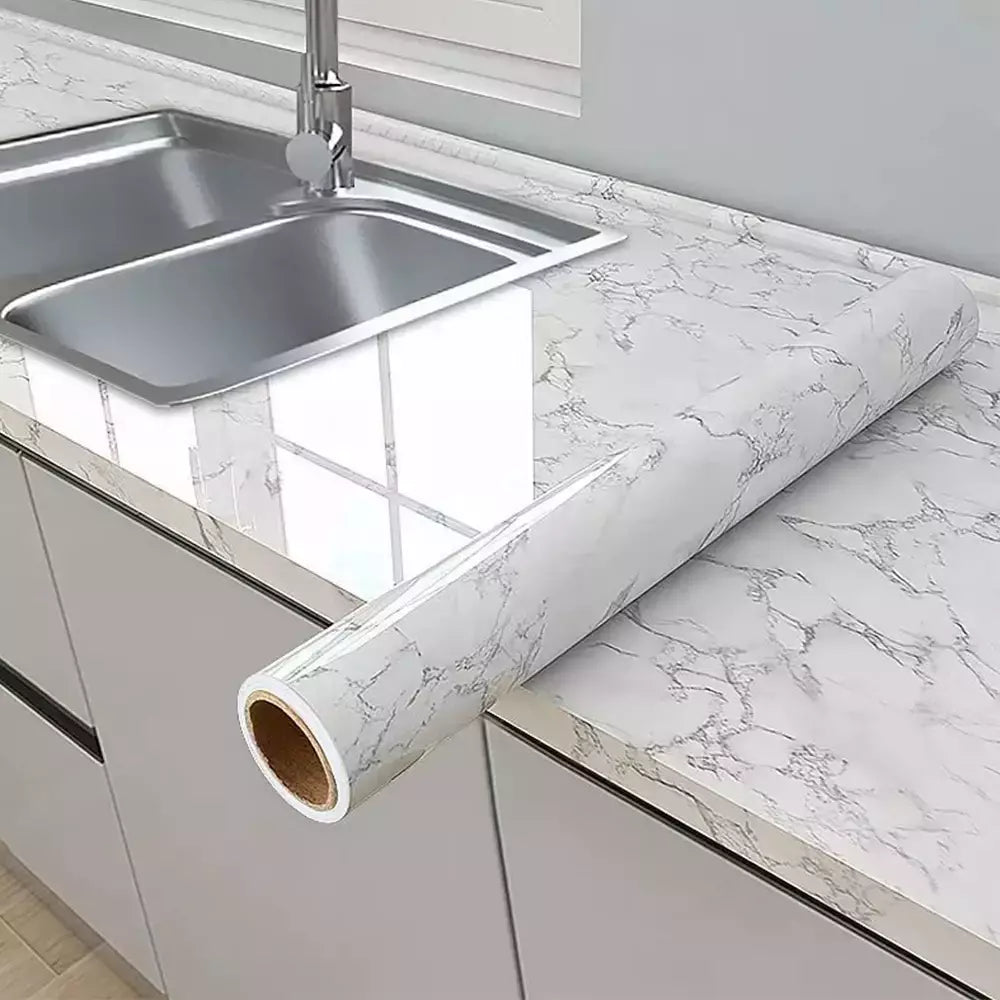 Papel de parede autoadesivo de mármore, Oil Proof, Adesivos em rolos para cozinha, Impermeável, Papel de contato para parede do banheiro