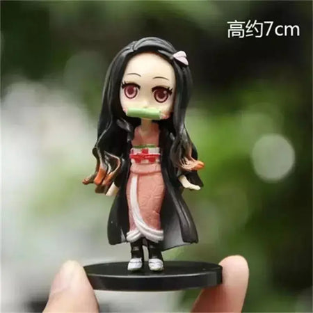 6 pçs/set 6cm Anime Demon Slayer Boneca Brinquedo Q Posket Kimetsu No Yaiba Kamado Tanjirou Kamado Nezuko Agatsuma Figuras de Ação Presentes