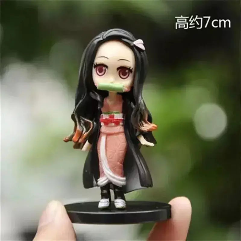 6 pçs/set 6cm Anime Demon Slayer Boneca Brinquedo Q Posket Kimetsu No Yaiba Kamado Tanjirou Kamado Nezuko Agatsuma Figuras de Ação Presentes