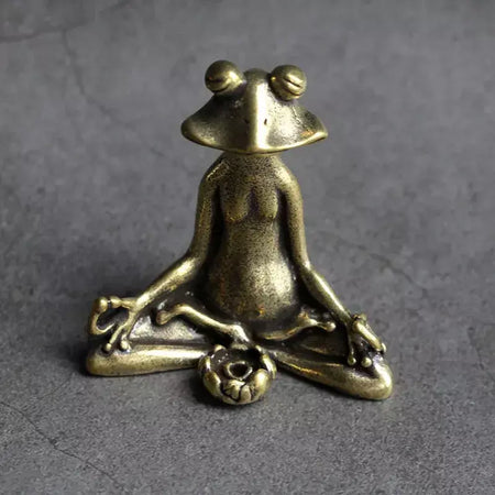 Antigo bronze meditação zen sapo estátua ornamento cobre escultura animal queimador de incenso casa decorações mesa chá animal estimação