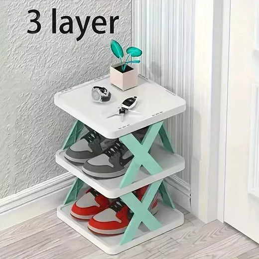 Sapateira dobrável e destacável de várias camadas, plástico, espaço familiar, adequado para quartos do corredor, 1pc