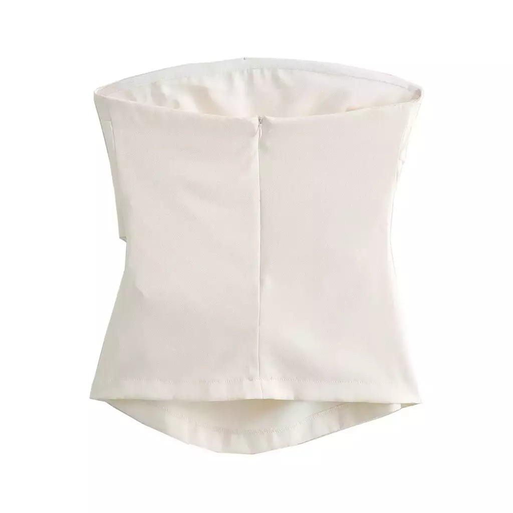 TRAF-Blusa sem mangas sem alças para mulheres, tops femininos, zíper traseiro, roupas de rua, tanque chique, moda verão, nova