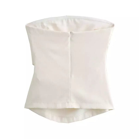 TRAF-Blusa sem mangas sem alças para mulheres, tops femininos, zíper traseiro, roupas de rua, tanque chique, moda verão, nova